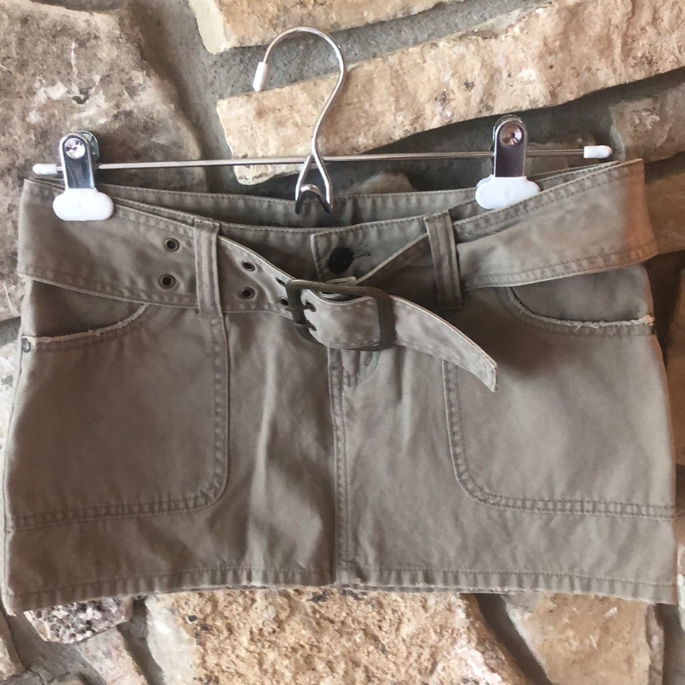 Miniskirt with belt- khaki / cargo material - size 1.